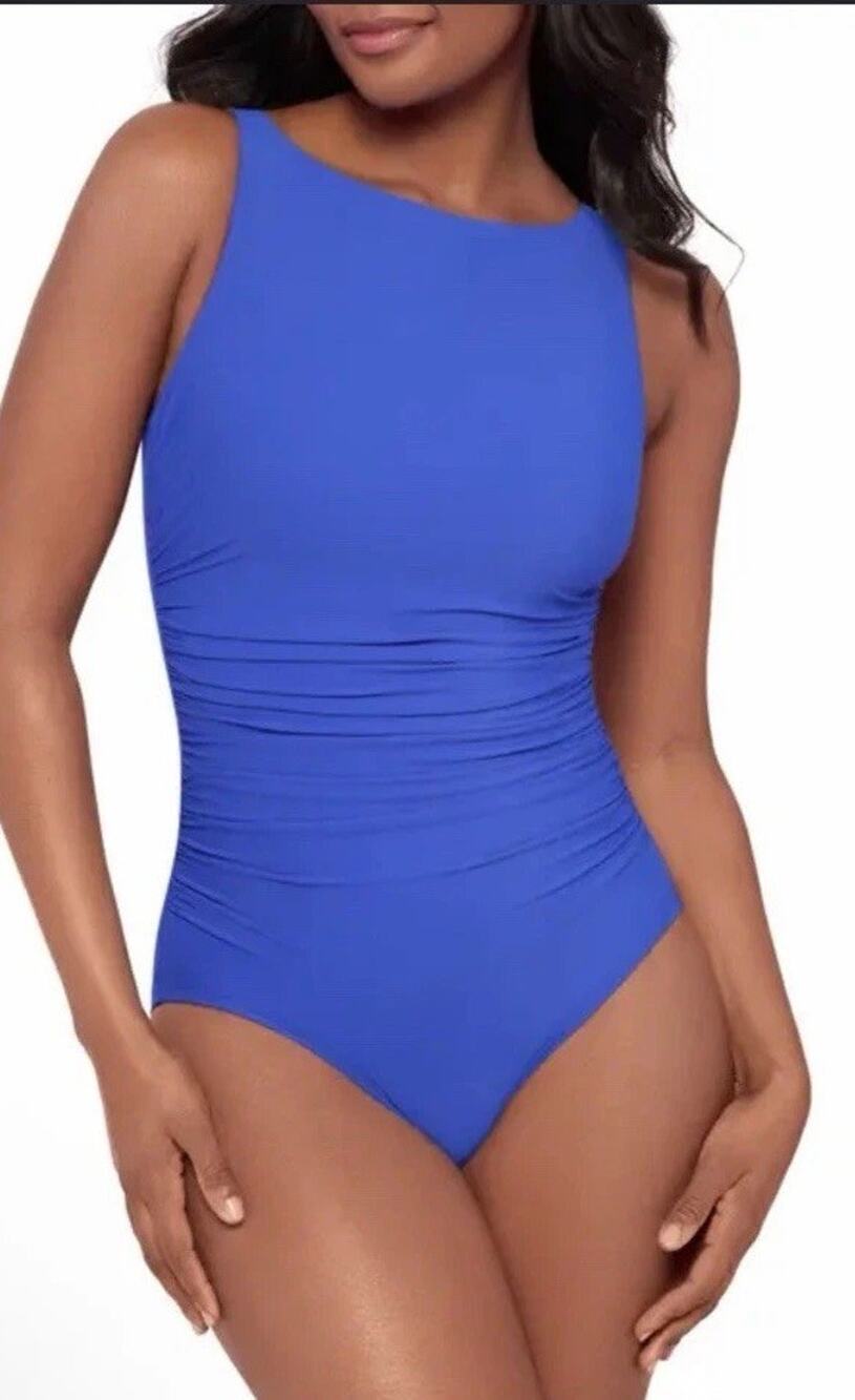 Miraclesuit Regatta High Neck One Piece Swimsuit Sz 8 $175